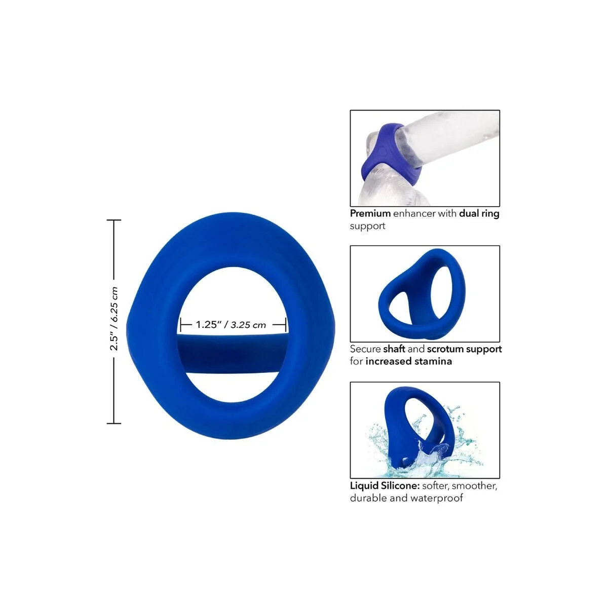 Admiral Cock Ball Dual Ring Blau von Calexotics kaufen | Fesselliebe