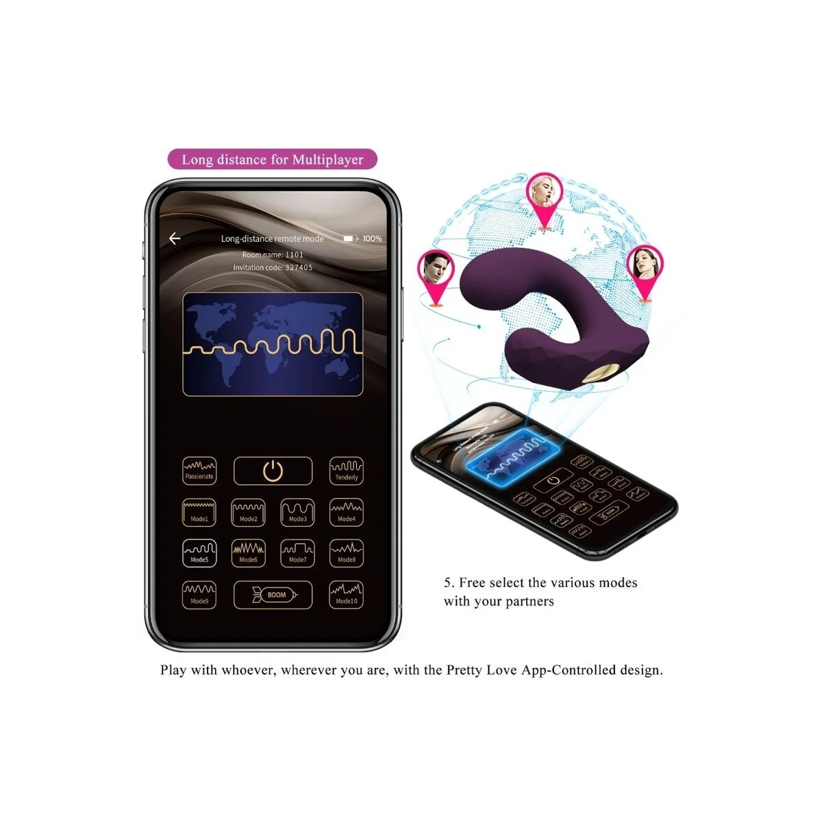 Billy Vibrationsfernbedienung Lila mit kostenloser App von Pretty Love kaufen | Fesselliebe