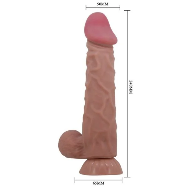 Realistischer Dildo der Sliding Skin-Serie mit Sliding Skin-Saugnapf Braun 24 cm von Pretty Love High Grade kaufen | Fesselliebe