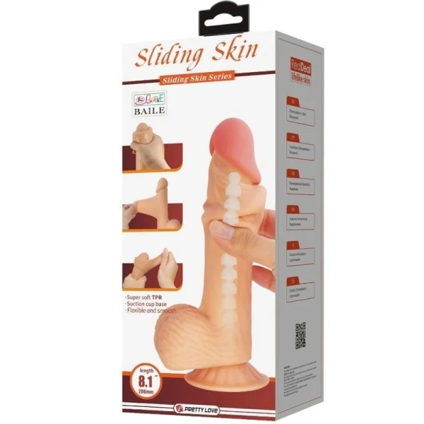 Sliding Skin Series realistischer Dildo mit Gleitendem Beige-Saugnap 20,6 cm von Pretty Love High Grade kaufen | Fesselliebe