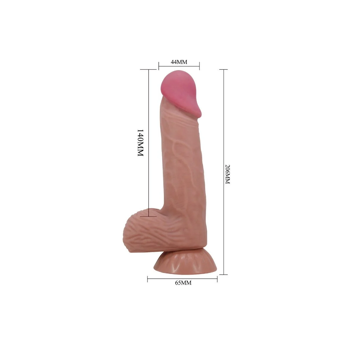 Sliding Skin Series realistischer Dildo mit Schiebendem Braunen Beigesaugnapf 20,6 cm von Pretty Love High Grade kaufen | Fesselliebe