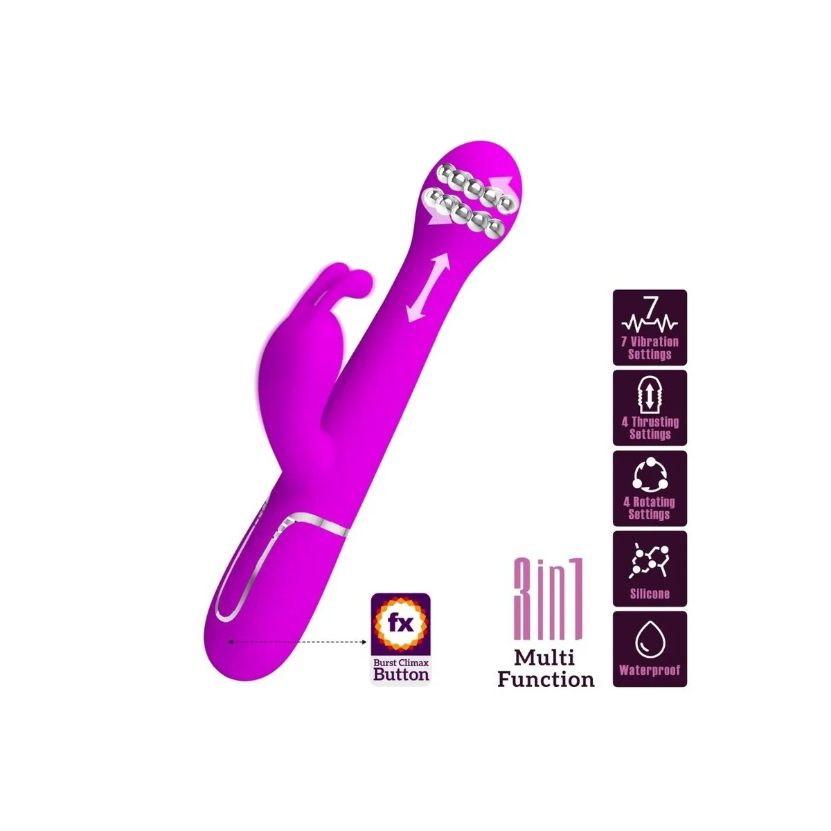 Dejon Rabbit Vibrator 3 in 1 Multifunktionsviolett von Pretty Love Flirtation kaufen | Fesselliebe