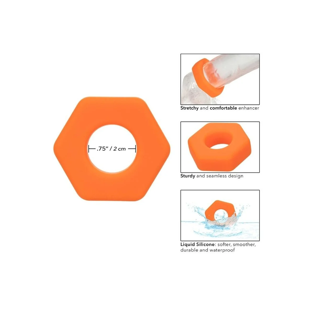 Alpha Prolong Sexagon Ring Orange von Calexotics kaufen | Fesselliebe
