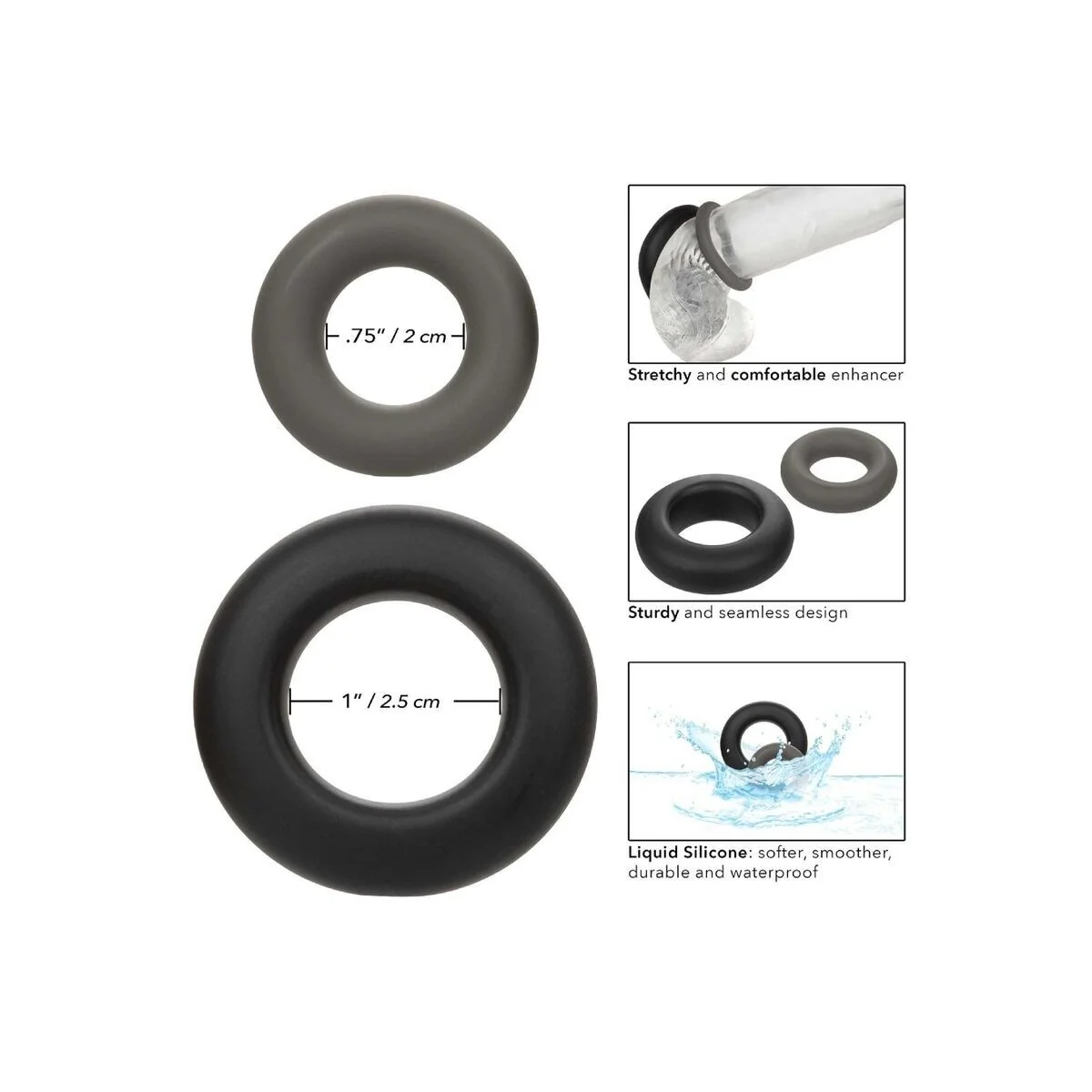 Alpha Prolong Set mit 2 Ringen Grau von Calexotics kaufen | Fesselliebe