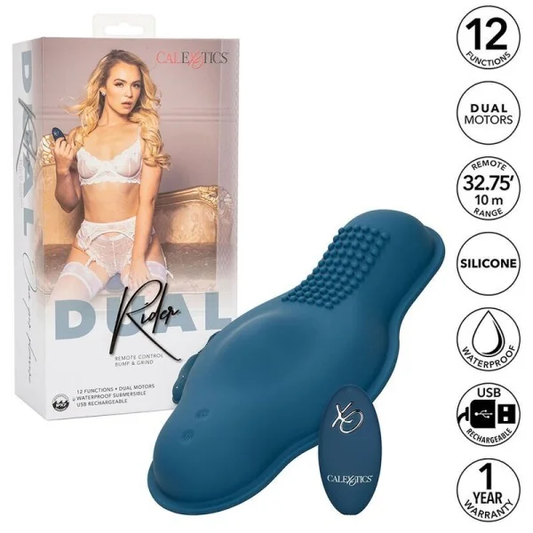 Rider Massager Doppelmotor mit Fernbedienung Blau von Calexotics kaufen | Fesselliebe