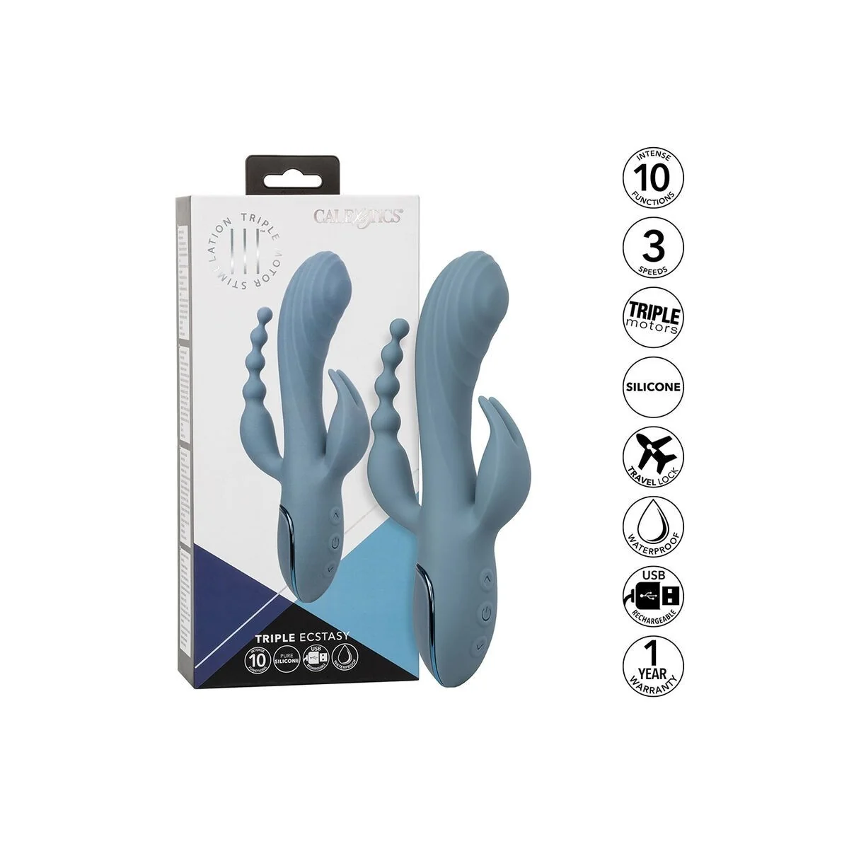 Vibrator Triple Ecstasy Grau von Calexotics kaufen | Fesselliebe