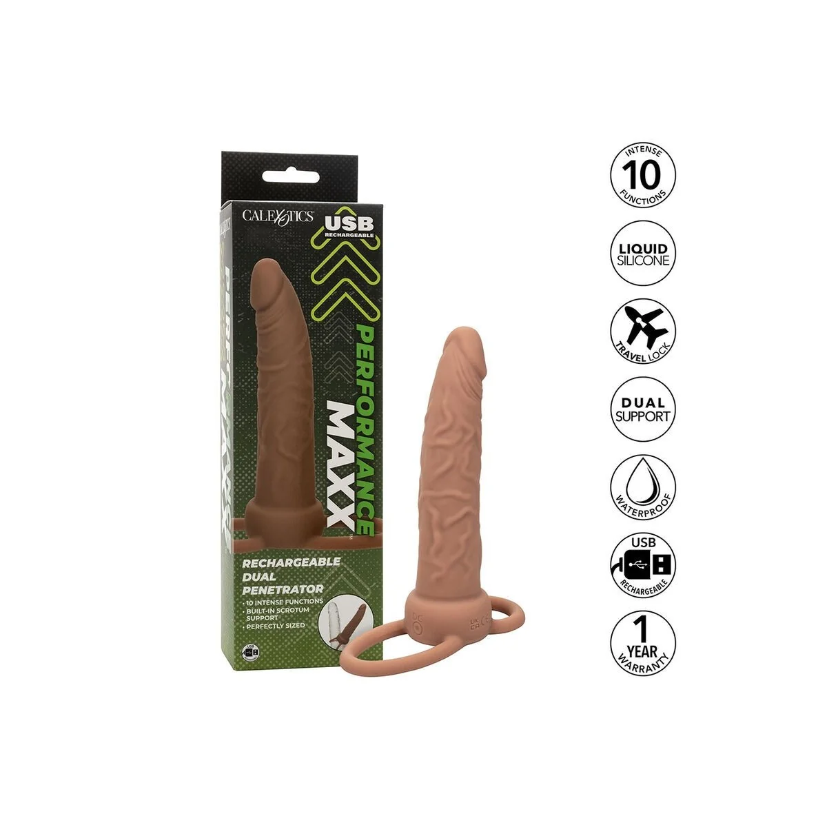 Performance Maxx wiederaufladbarer Dual-Penetrator, Braun von Calexotics kaufen | Fesselliebe