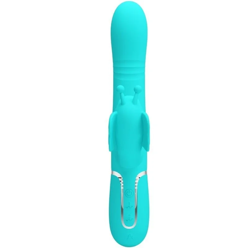 Multifunktions-Kaninchenvibrator 4 in 1 Schmetterling Aquagrün von Pretty Love Flirtation kaufen | Fesselliebe 2