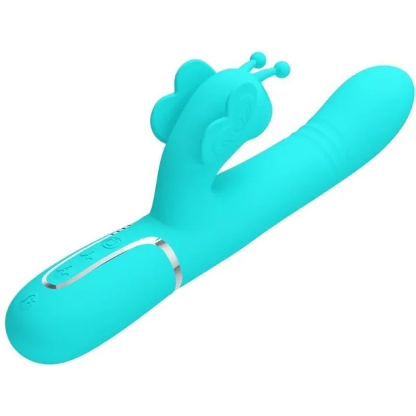 Multifunktions-Kaninchenvibrator 4 in 1 Schmetterling Aquagrün von Pretty Love Flirtation kaufen | Fesselliebe