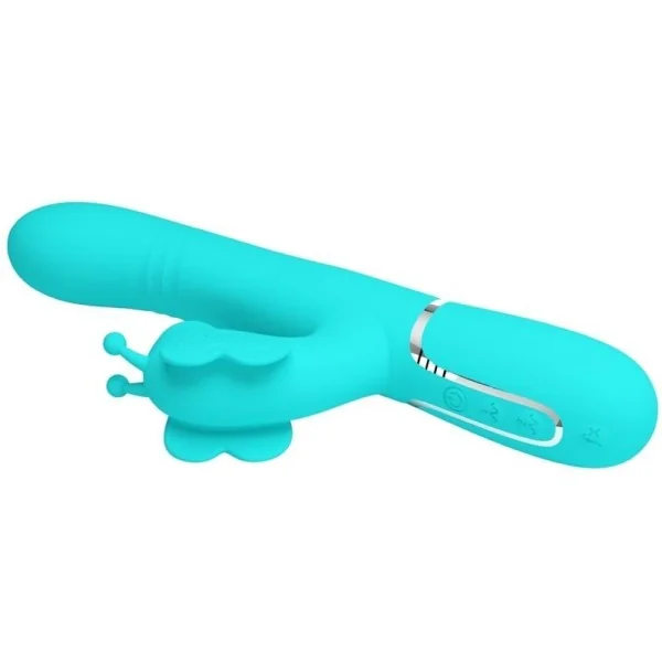 Multifunktions-Kaninchenvibrator 4 in 1 Schmetterling Aquagrün von Pretty Love Flirtation kaufen | Fesselliebe