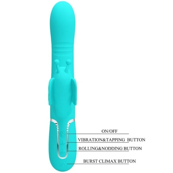 Multifunktions-Kaninchenvibrator 4 in 1 Schmetterling Aquagrün von Pretty Love Flirtation kaufen | Fesselliebe
