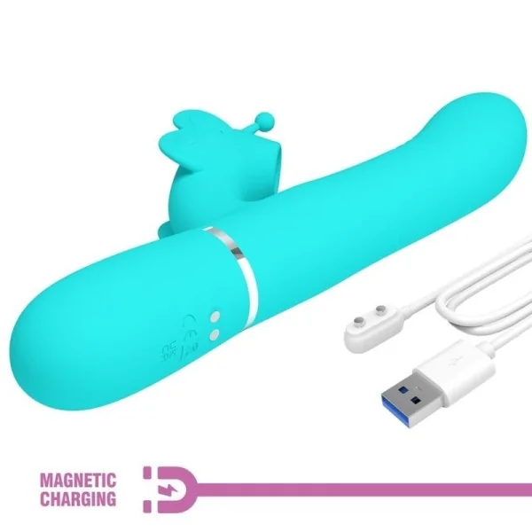 Multifunktions-Kaninchenvibrator 4 in 1 Schmetterling Aquagrün von Pretty Love Flirtation kaufen | Fesselliebe