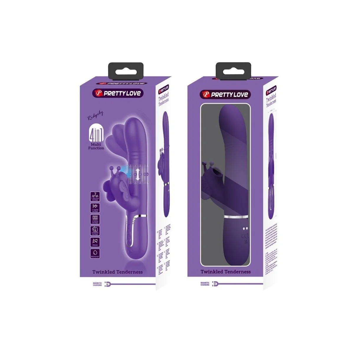 Multifunktions-Kaninchenvibrator 4 in 1 Schmetterling Lila von Pretty Love Flirtation kaufen | Fesselliebe