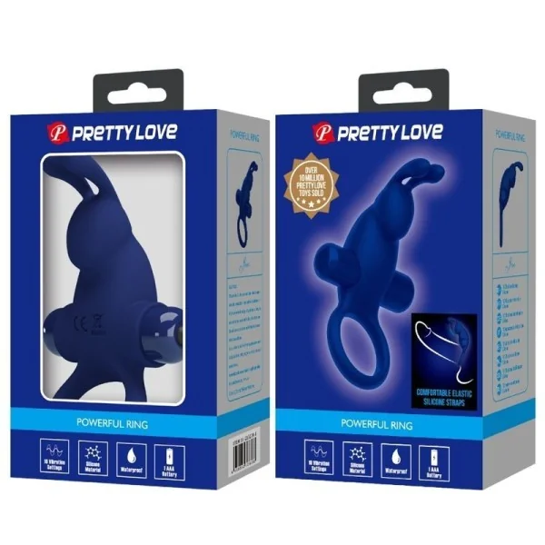 Jiro Kaninchenring mit Vibration Blau von Pretty Love Male kaufen | Fesselliebe