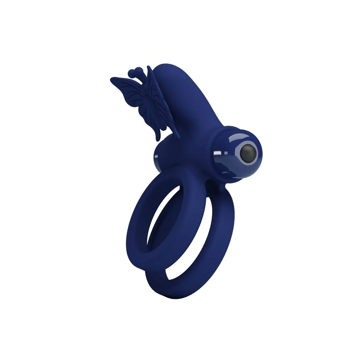 Jamele Doppelring mit Vibration & Schmetterlingstimulator Blau von Pretty Love Male kaufen | Fesselliebe