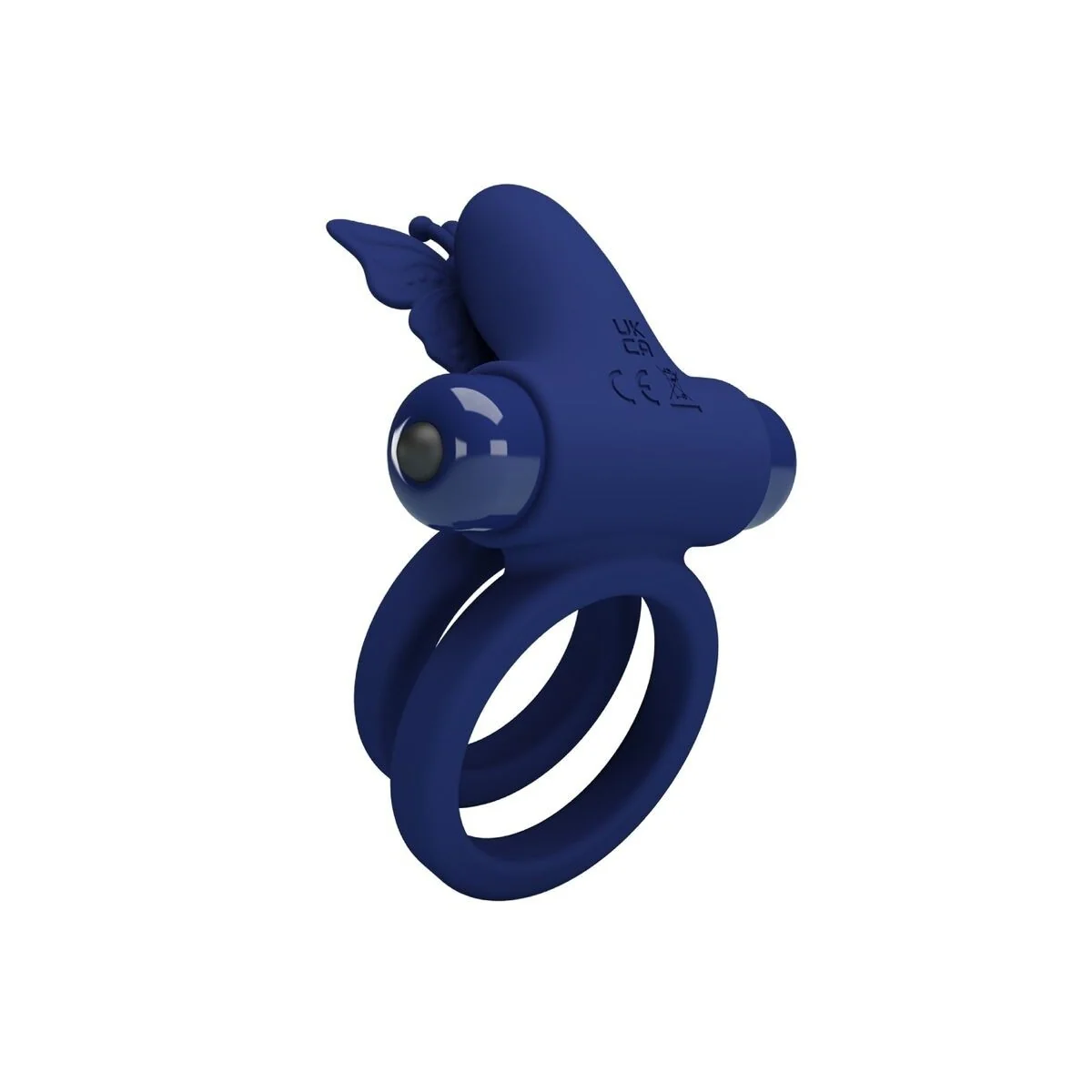 Jamele Doppelring mit Vibration & Schmetterlingstimulator Blau von Pretty Love Male kaufen | Fesselliebe