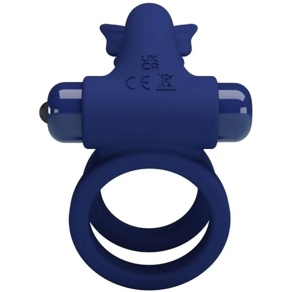 Jamele Doppelring mit Vibration & Schmetterlingstimulator Blau von Pretty Love Male kaufen | Fesselliebe