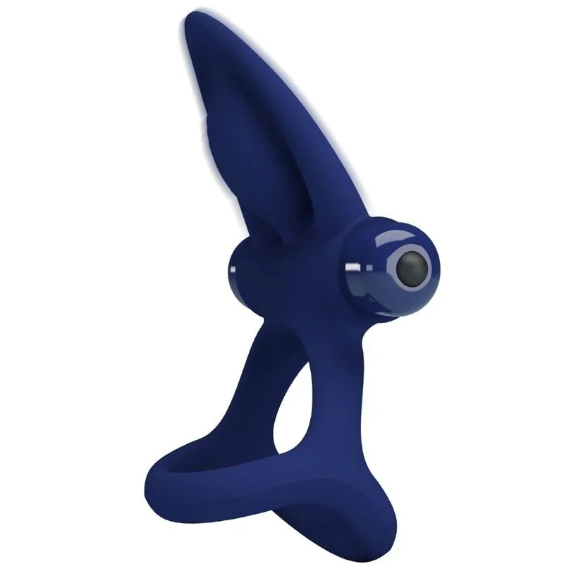 Mat Doppelring mit Vibration & Stimulator Blau von Pretty Love Male kaufen | Fesselliebe 2