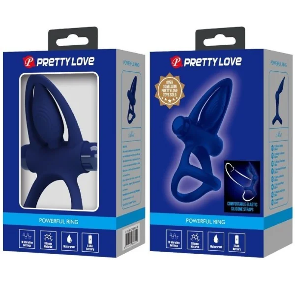Mat Doppelring mit Vibration & Stimulator Blau von Pretty Love Male kaufen | Fesselliebe