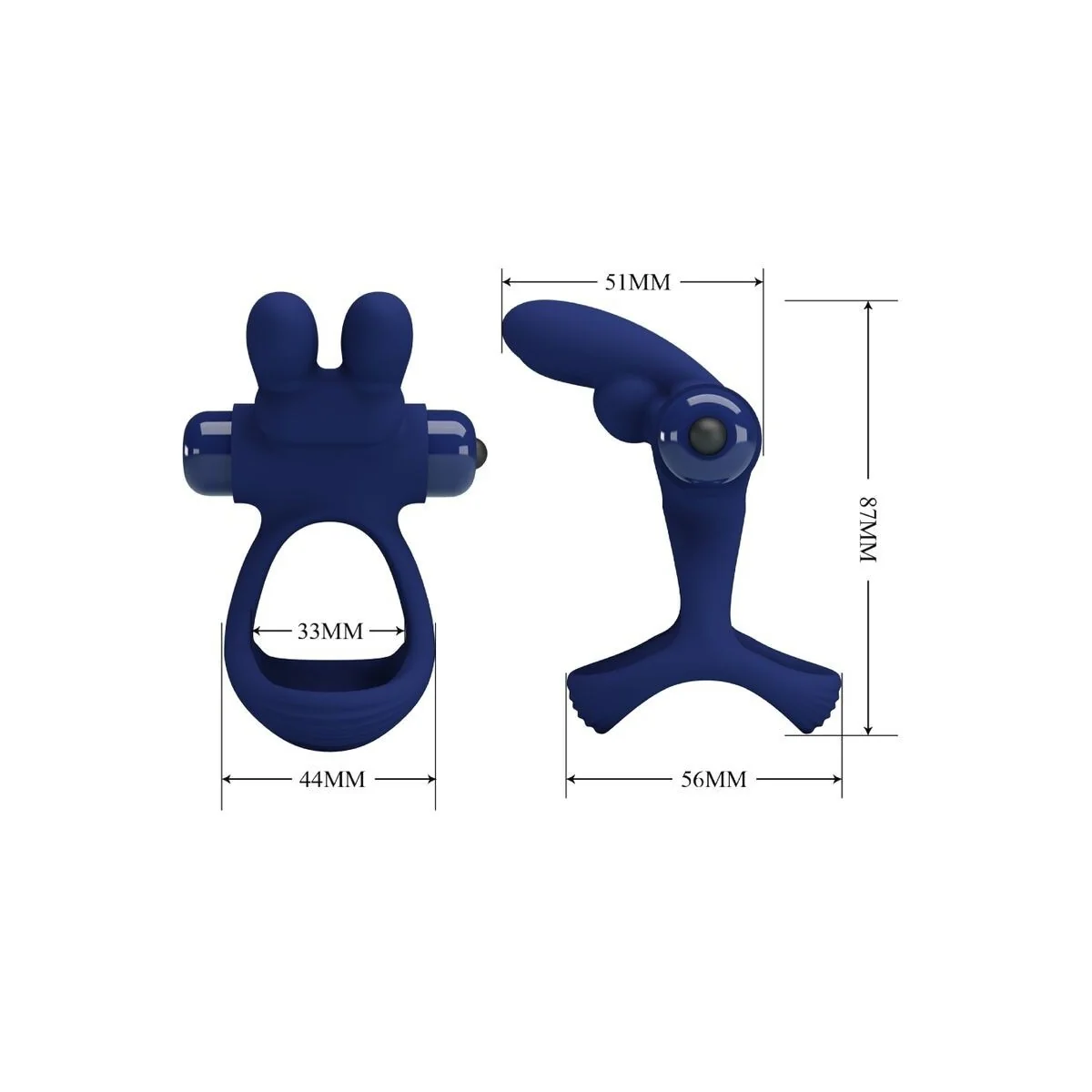 Francisco Doppelter Vibrationsring Kaninchen Blau von Pretty Love Male kaufen | Fesselliebe