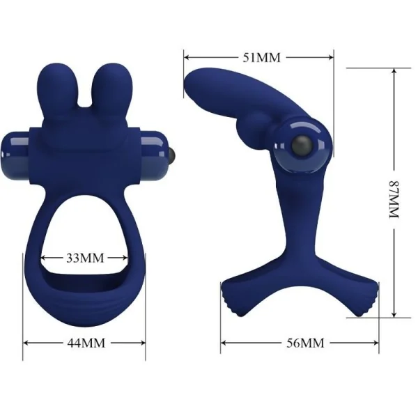 Francisco Doppelter Vibrationsring Kaninchen Blau von Pretty Love Male kaufen | Fesselliebe