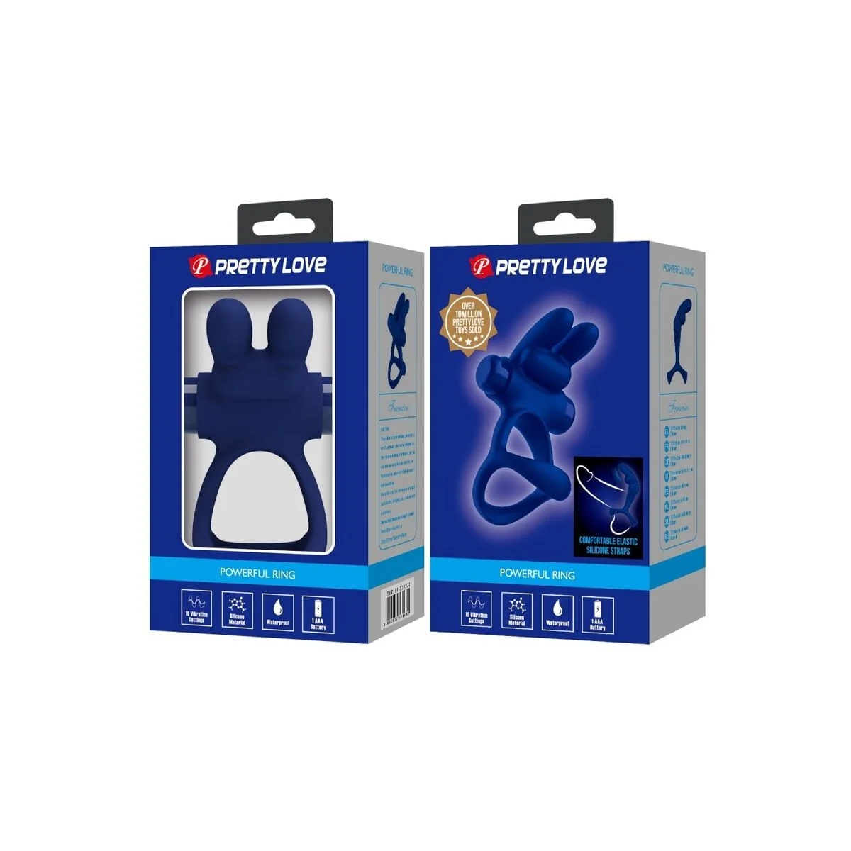 Francisco Doppelter Vibrationsring Kaninchen Blau von Pretty Love Male kaufen | Fesselliebe