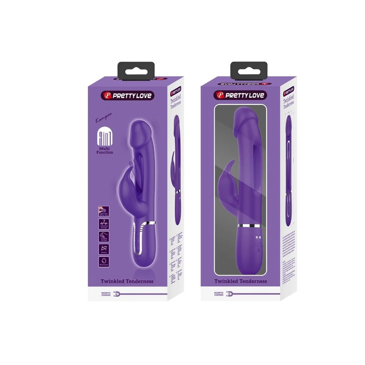 Kampas Rabbit 3 in 1 Multifunktionsvibrator mit Zunge Violett von Pretty Love Flirtation kaufen | Fesselliebe