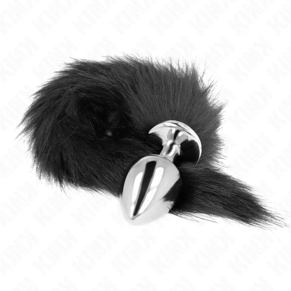 Anal Plug Größe L 10 X 4 cm mit Kunststoffschwanz 40 cm Schwarz von Kink Pleasure Plugs kaufen | Fesselliebe