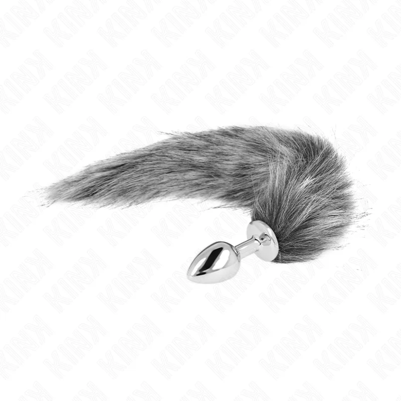 Anal Plug Größe S 7 X 3 cm mit Kunststoffschwanz 40 cm Grau von Kink Pleasure Plugs kaufen | Fesselliebe