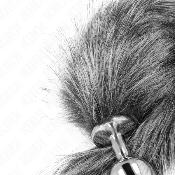 Anal Plug Größe M 8 X 3,5 cm mit Kunststoffschwanz 40 cm Grau von Kink Pleasure Plugs kaufen | Fesselliebe