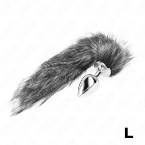 Anal Plug Größe L 10 X 4 cm mit Kunststoffschwanz 40 cm Grau von Kink Pleasure Plugs kaufen | Fesselliebe