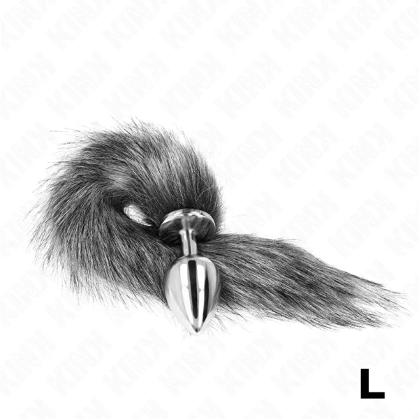 Anal Plug Größe L 10 X 4 cm mit Kunststoffschwanz 40 cm Grau von Kink Pleasure Plugs kaufen | Fesselliebe