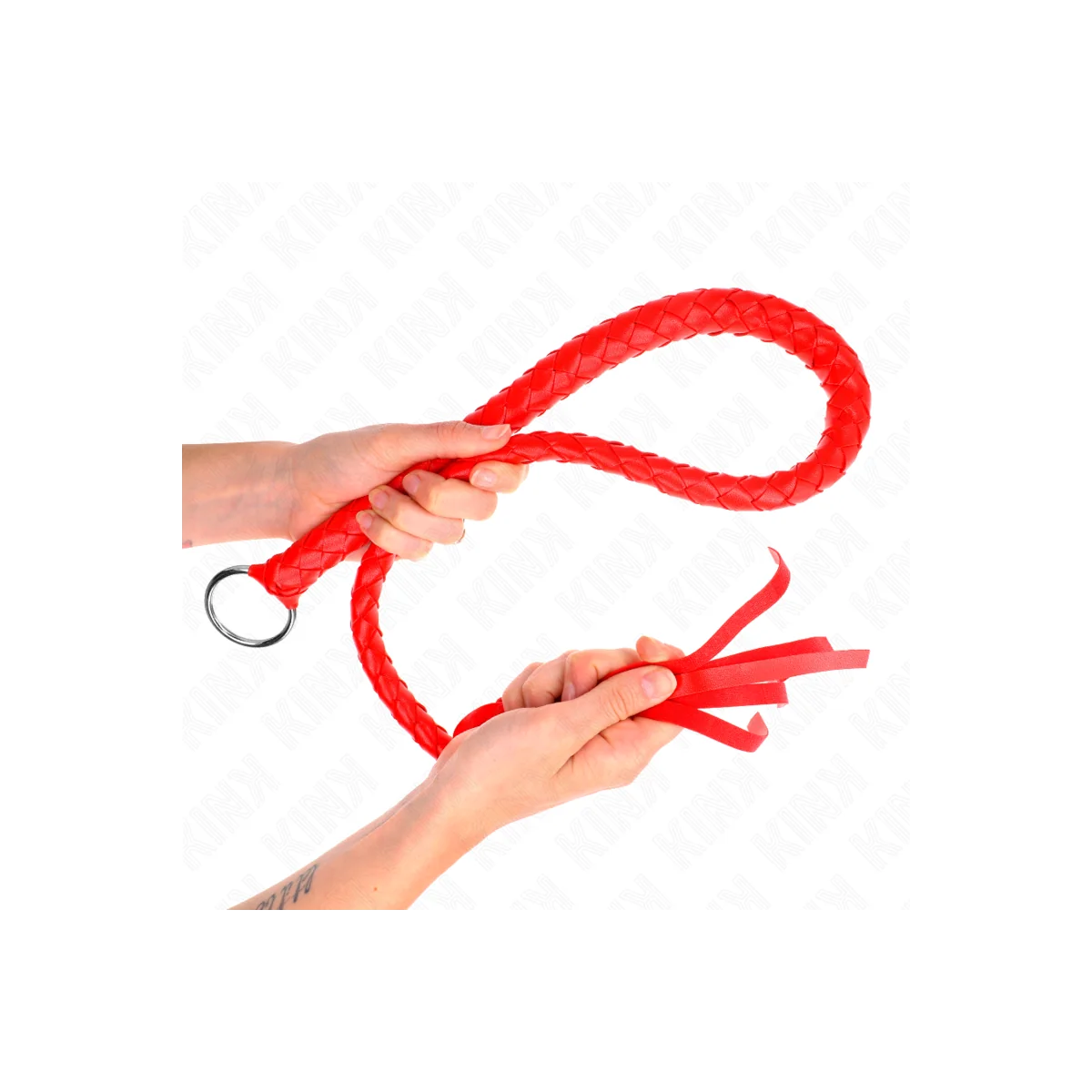 Schlangenpeitsche mit Rotem Handring 65 cm von Kink Impact & Touch kaufen | Fesselliebe