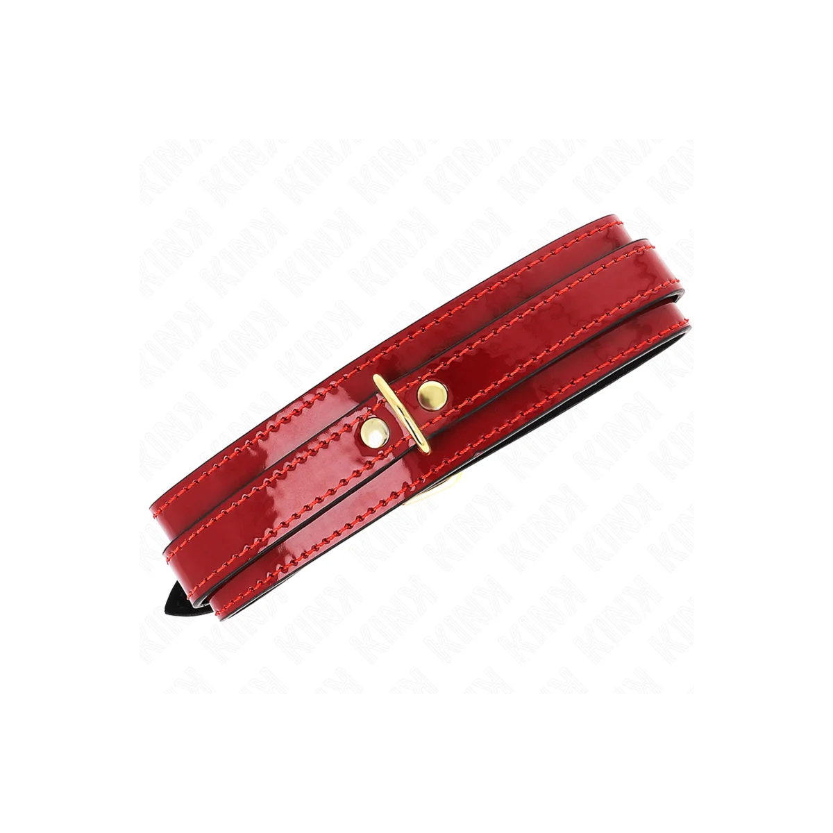 Weinrote Verstellbare Halskette mit Goldenen Details 29-42,5 cm X 4 cm von Kink Collar & Gag kaufen | Fesselliebe