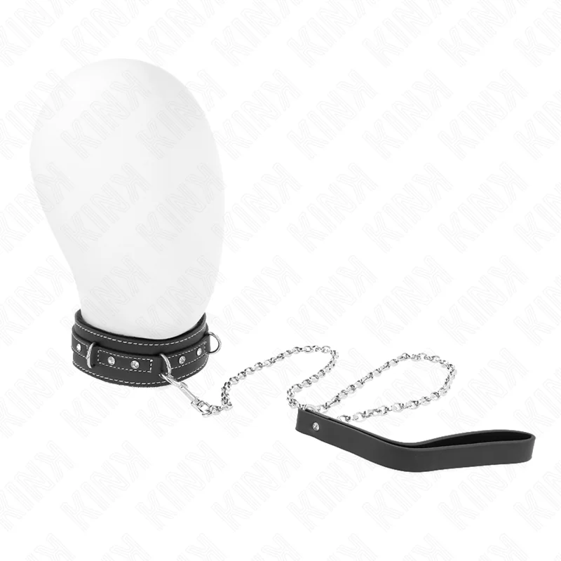 Pvc Leder Halskette mit Gürtel 105 cm Strass Niete 41,5 X 4 cm von Kink Collar & Gag kaufen | Fesselliebe