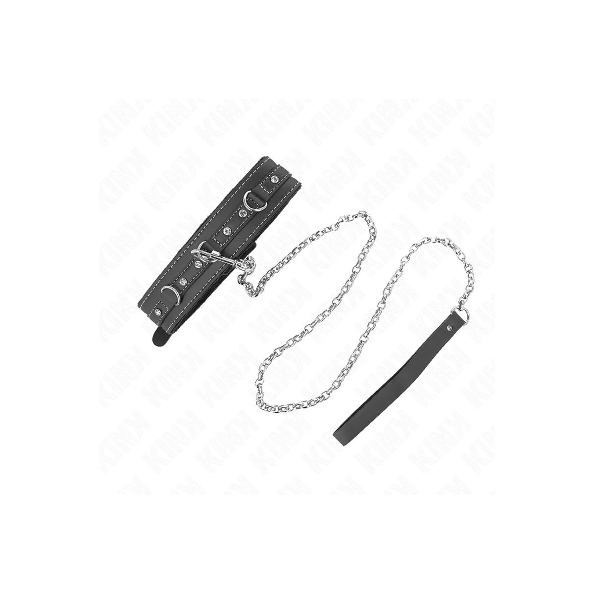 Pvc Leder Halskette mit Gürtel 105 cm Strass Niete 41,5 X 4 cm von Kink Collar & Gag kaufen | Fesselliebe