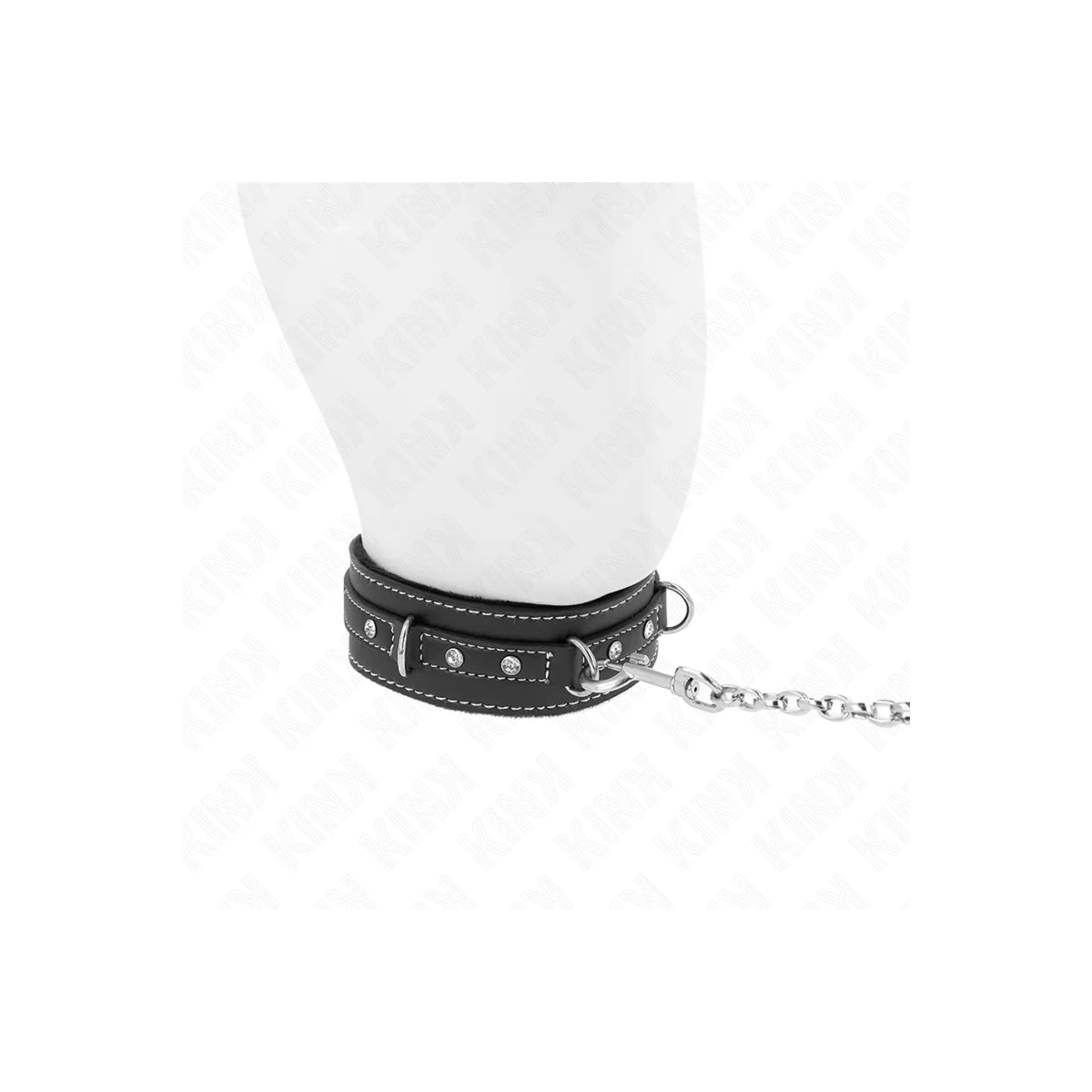 Pvc Leder Halskette mit Gürtel 105 cm Strass Niete 41,5 X 4 cm von Kink Collar & Gag kaufen | Fesselliebe