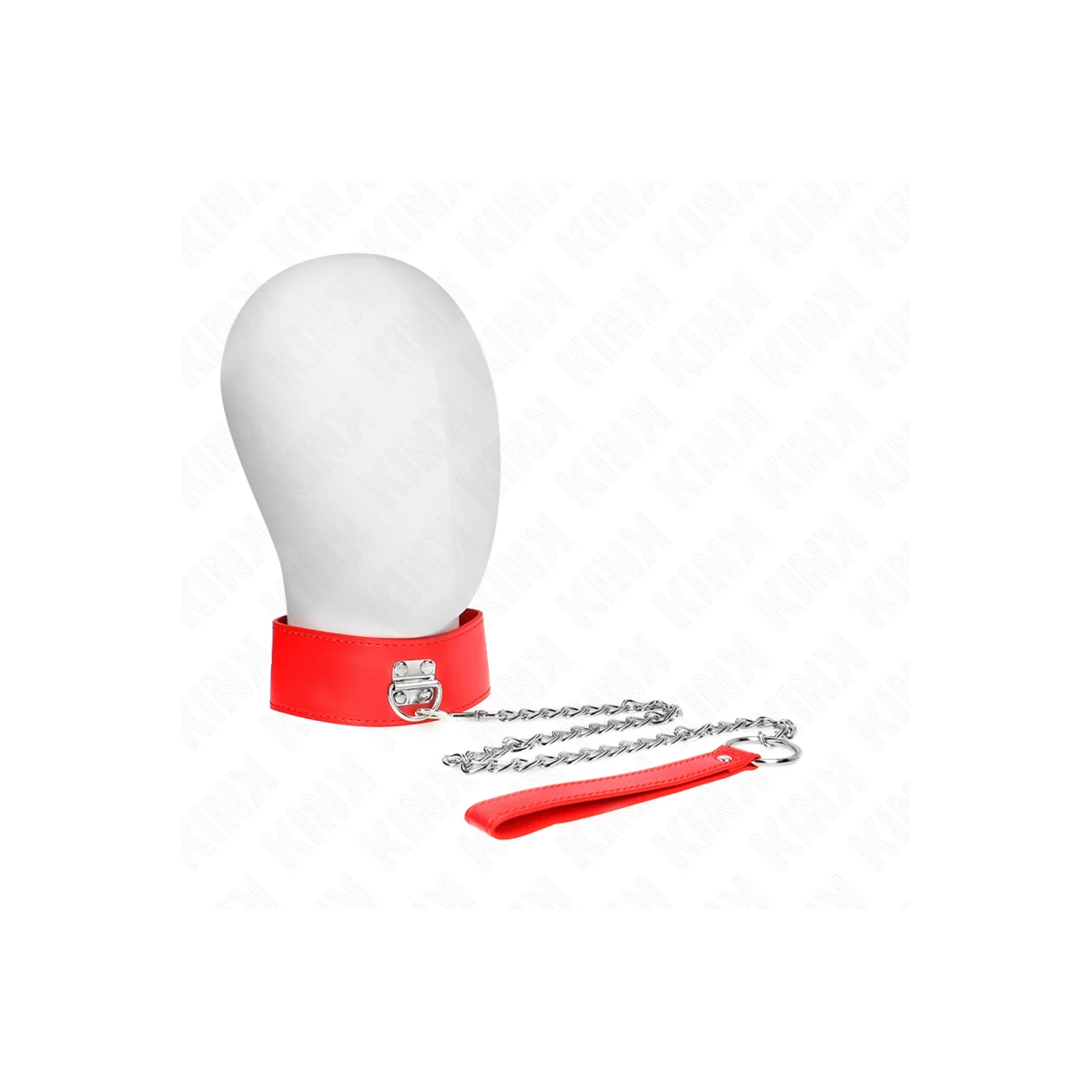 Halskette mit Gürtel 65 cm mit Breitem Roten Band Verstellbar 33,5-41 cm X 5 cm von Kink Collar & Gag kaufen | Fesselliebe