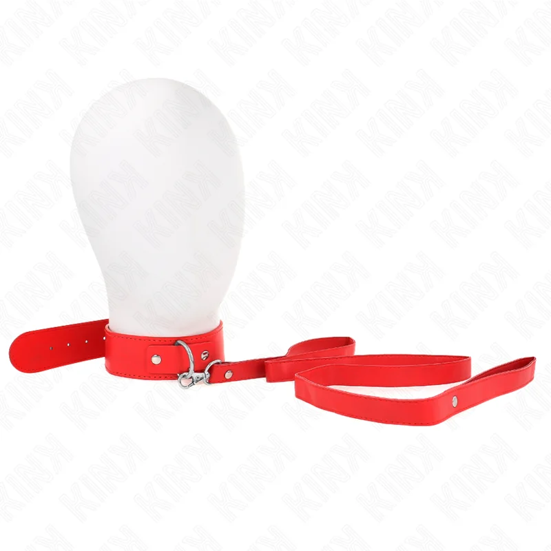 Halskette mit Gürtel 116 cm Rojo Gurt Verstellbar 32-50 cm X 8 cm von Kink Collar & Gag kaufen | Fesselliebe