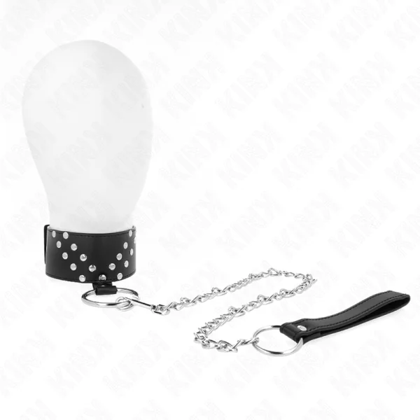 Halskette mit Gürtel 65 cm mit V-Niete Verstellbar 36-43 cm X 5 cm von Kink Collar & Gag kaufen | Fesselliebe