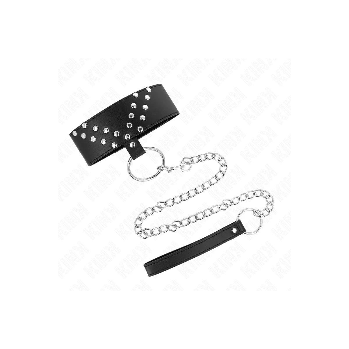Halskette mit Gürtel 65 cm mit V-Niete Verstellbar 36-43 cm X 5 cm von Kink Collar & Gag kaufen | Fesselliebe