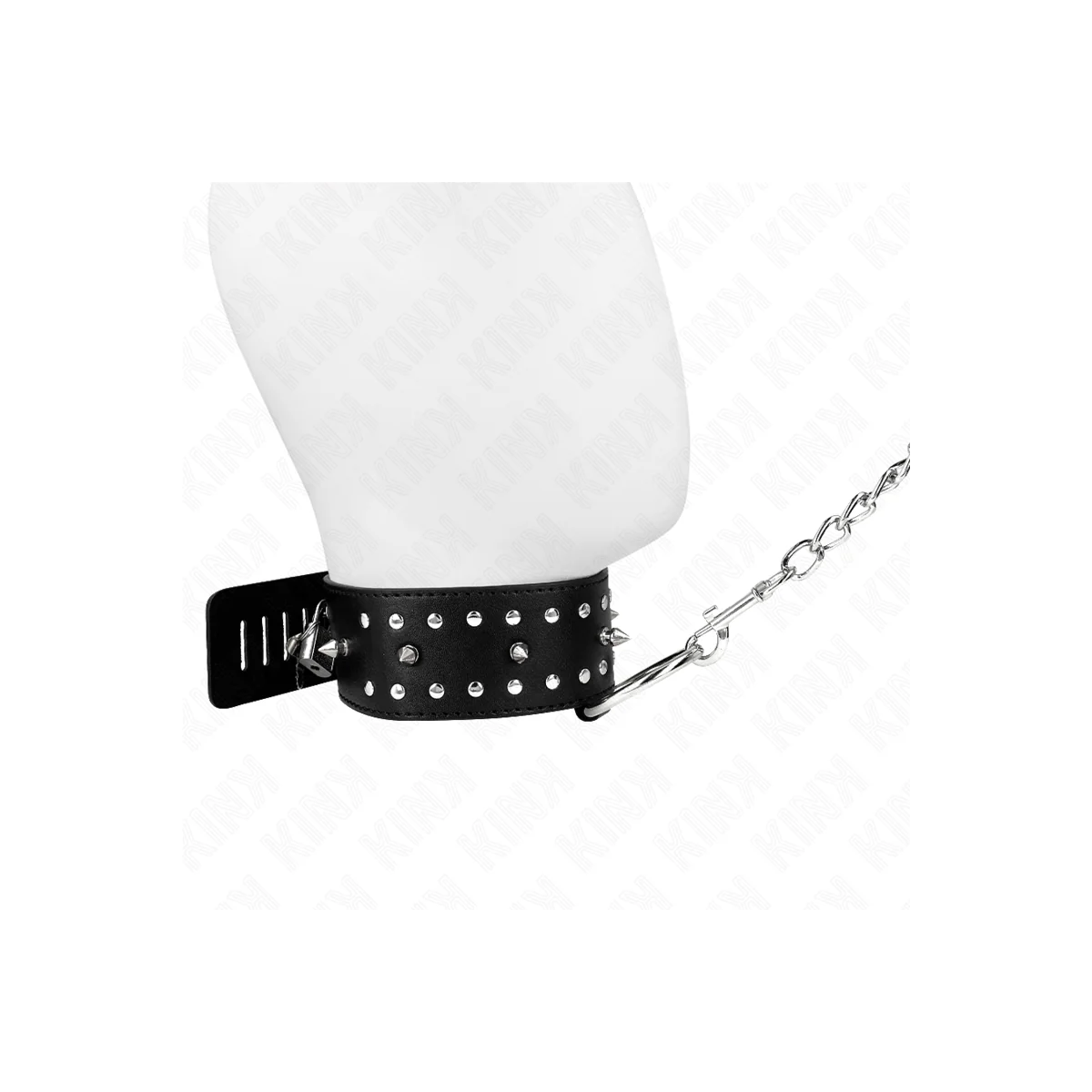 Halskette mit Leine 65 cm mit Silbernen Nieten Modell 1 Verstellbar 36-43 cm X 5 cm von Kink Collar & Gag kaufen | Fesselliebe