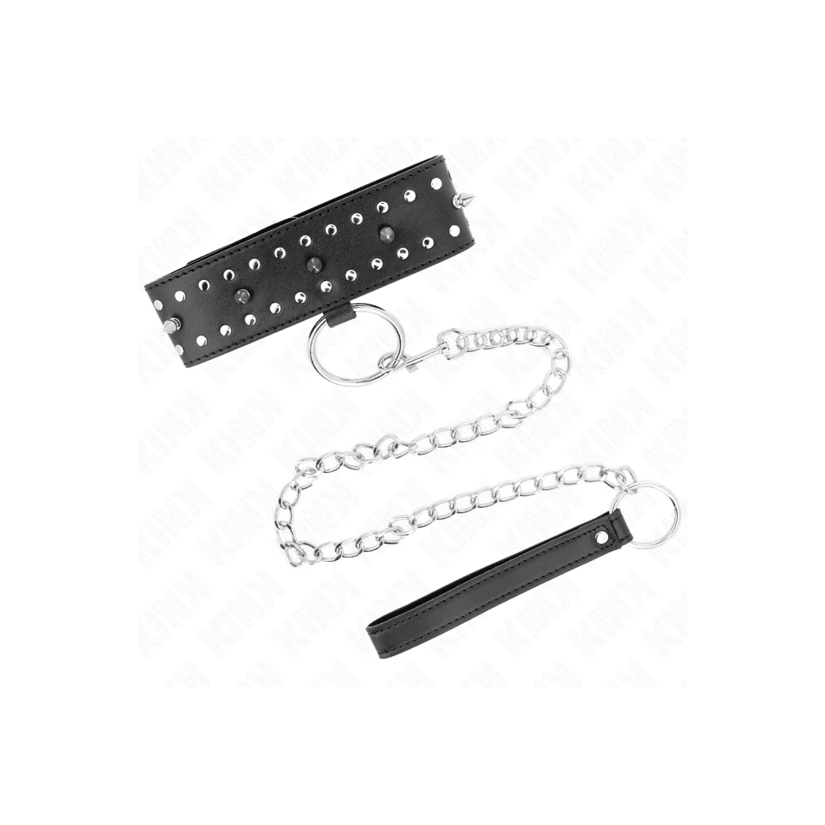 Halskette mit Leine 65 cm mit Silbernen Nieten Modell 1 Verstellbar 36-43 cm X 5 cm von Kink Collar & Gag kaufen | Fesselliebe