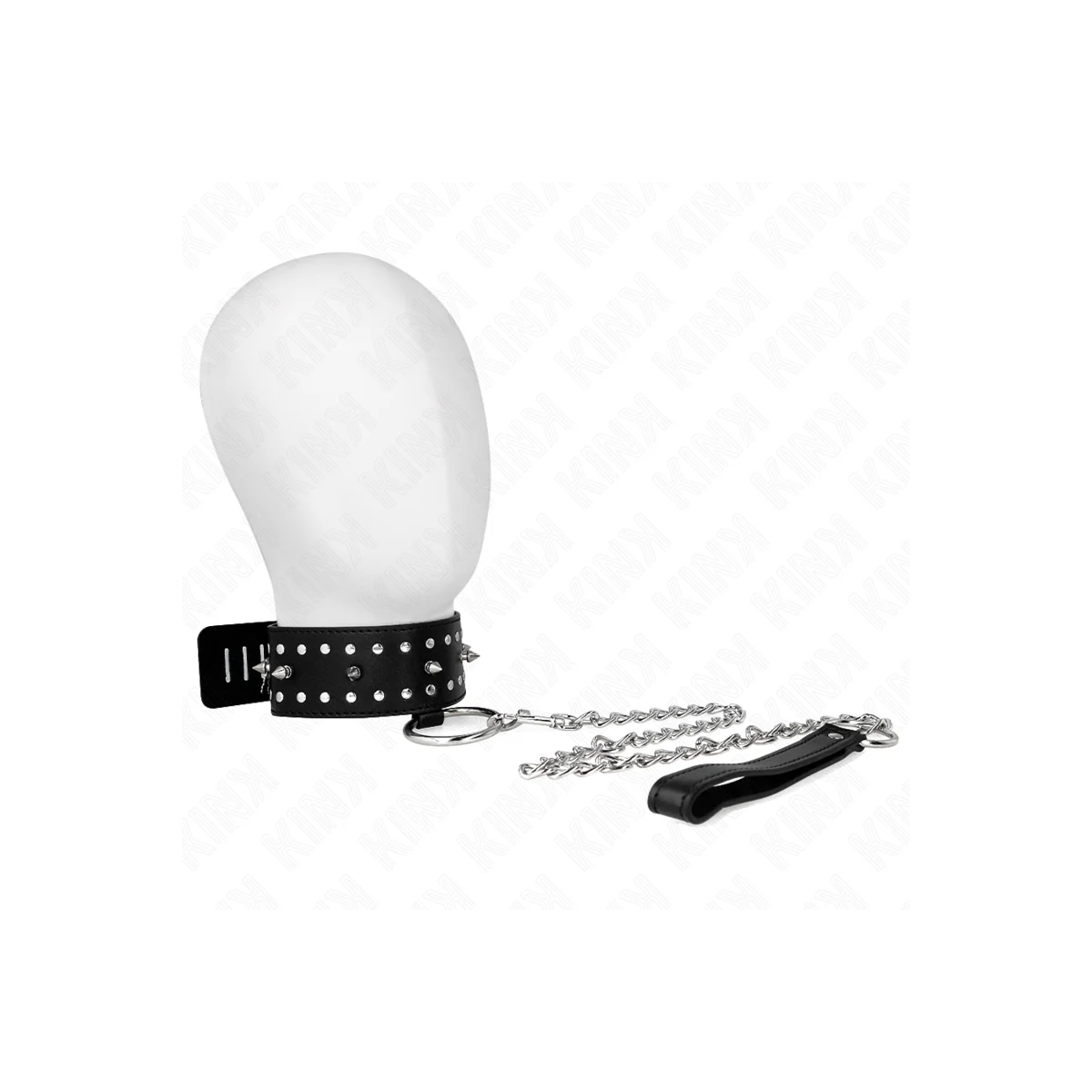 Halskette mit Leine 65 cm mit Silbernen Nieten Modell 1 Verstellbar 36-43 cm X 5 cm von Kink Collar & Gag kaufen | Fesselliebe