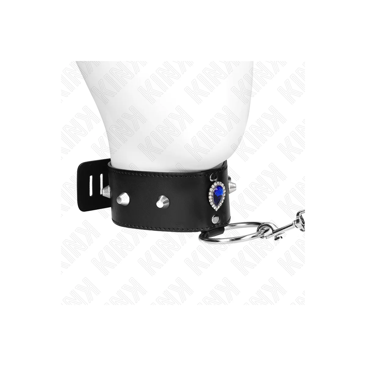 Halskette 65 cm mit Band mit Blauen Diamanten Verstellbar 36-43 cm X 5 cm von Kink Collar & Gag kaufen | Fesselliebe