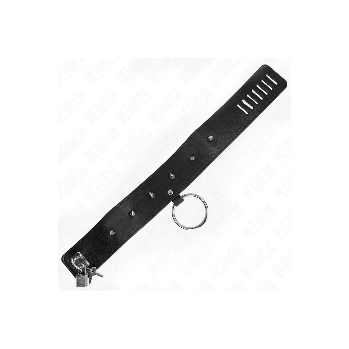 Halskette 65 cm mit Leine mit Silbernen Nieten Modell 2 Verstellbar 36-43 cm X 5 cm von Kink Collar & Gag kaufen | Fesselliebe
