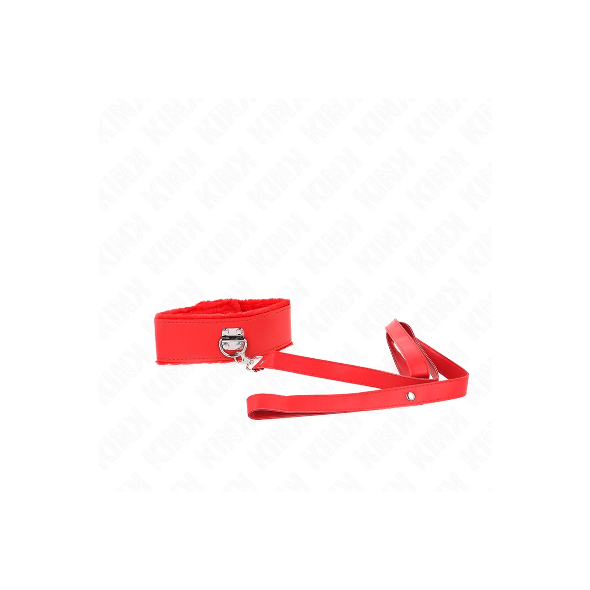 Halskette mit Leine 116 cm mit Silbernen Nieten Modell 4 Rot Verstellbar 40-48 cm X 6 cm von Kink Collar & Gag kaufen | Fesselliebe