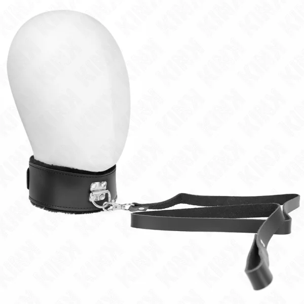 Halskette mit Gürtel 116 cm mit Schwarzem Lederband Verstellbar 40-48 cm X 6 cm von Kink Collar & Gag kaufen | Fesselliebe