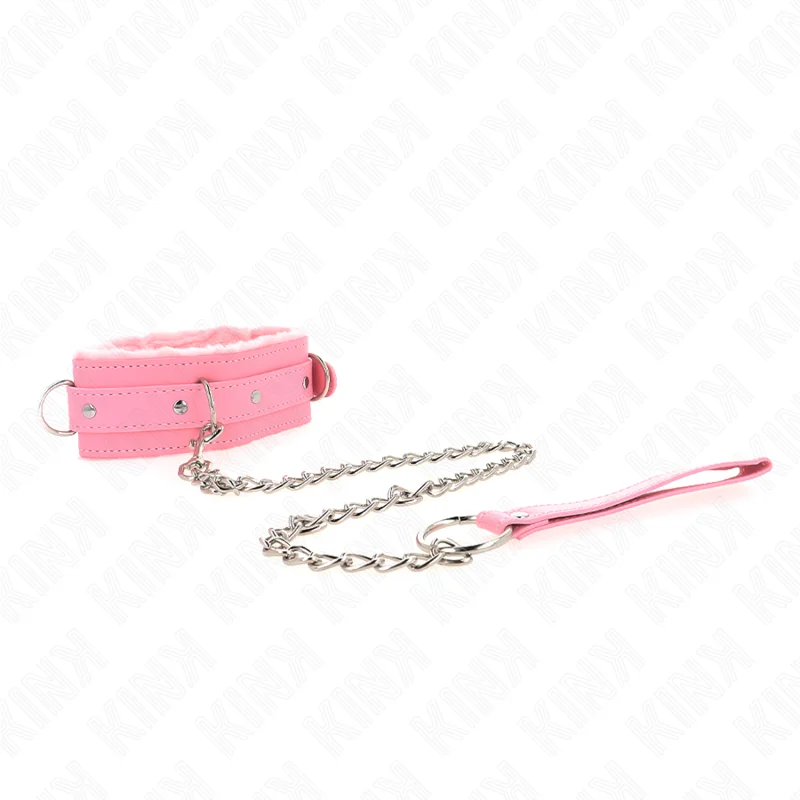 Halsband mit Leine 65 cm mit Einschränkungen Rosa 36-42 cm X 5,5 cm von Kink Collar & Gag kaufen | Fesselliebe 2