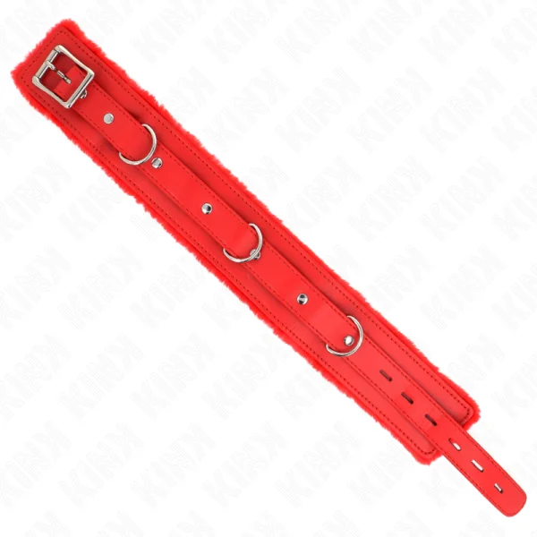 Halsband mit Leine 65 cm mit Einschränkungen Rot 36-42 cm X 5,5 cm von Kink Collar & Gag kaufen | Fesselliebe